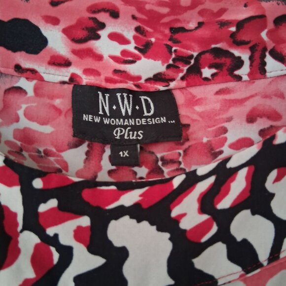 NWD Plus Top Women 1X Red Maximalism Colorful - Picture 5 of 6